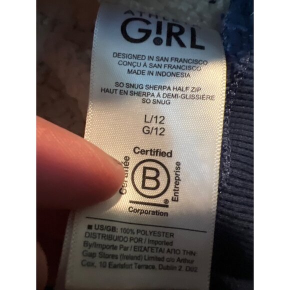 Athleta Girl so Snug Sherpa half zip size L(12) pullover cozy cream teddy fleece - Picture 6 of 8